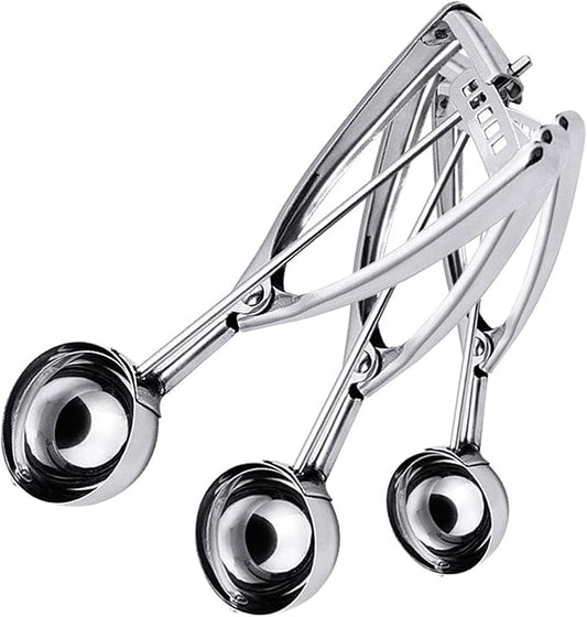 Cookie Scoops for Baking Set of 3, Ice Cream Scoop Set with Trigger Stainless Steel Set Excellent for Melon Ball, Cupcake, Muffin, Meatball, Include Large Medium Small Size