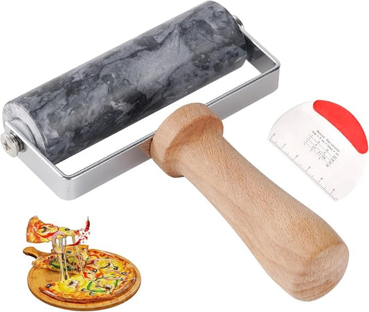 Small Marble Rolling Pin for Dough-Non-Stick T-shaped Hand Roller for Dough,Compact-Ideal for Home Bakers(Type A Black)