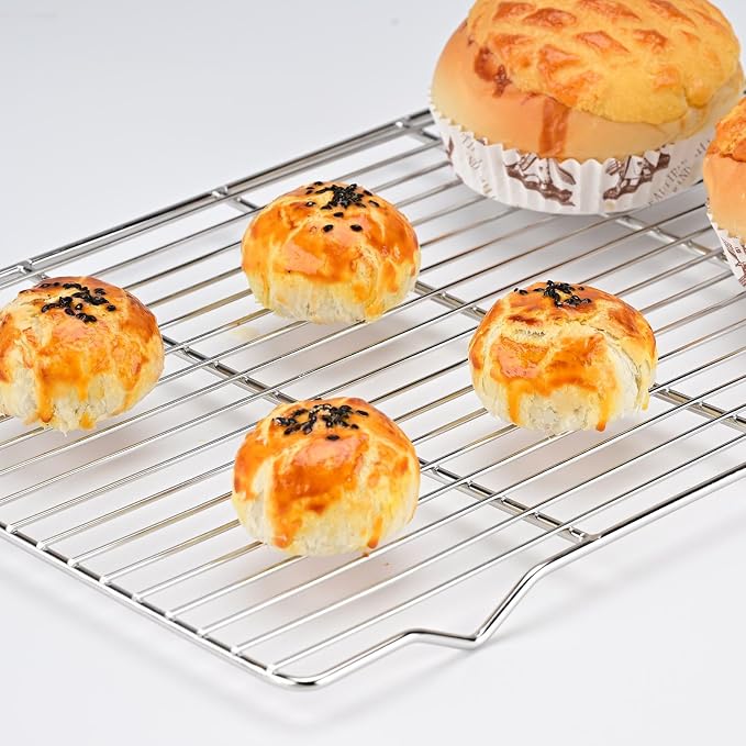 2-Pack Cooling Racks for Baking, 10x15 Inch, Heavy Duty Stainless Steel Wire Cookie Rack Fits Half Sheet Pan, Oven Safe Cooling Rack Set, Dishwasher Safe & Non-Toxic