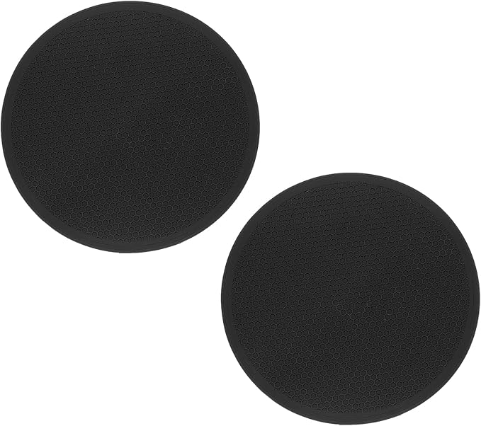 uxcell 2pcs Silicone Trivet Mats 7.9" Dia Round Non-Slip Silicone Pot Holders for Hot Pots and Pans, Heat Resistant Hot Pads for Kitchen Hot Dishes Table Countertops, Black