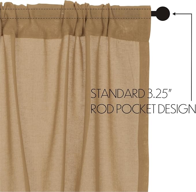 VHC Brands Tobacco Cloth Fringed Farmhouse Decor Kitchen Swag Prairie Panels Door Window Tier Set Curtains for Kitchen Bedroom Bathroom Living Room Dining (Khaki, Classic Swag Set)