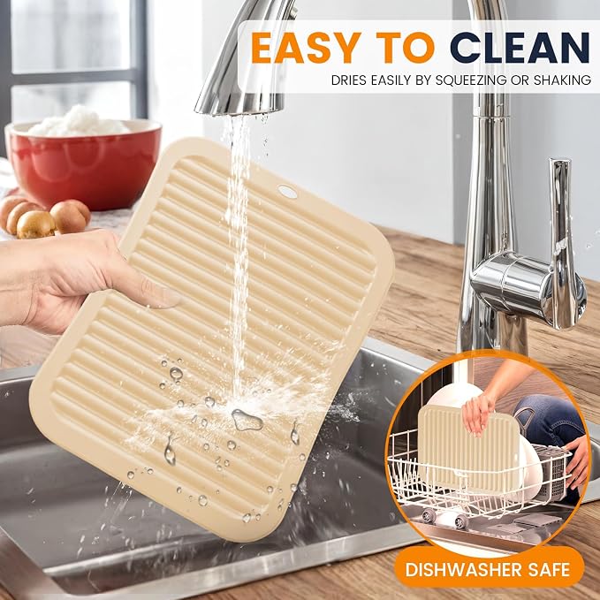 Silicone Trivet Mats 4 Heat Resistant Pot Holders Multipurpose Non-Slip Hot Pads for Kitchen Potholders, Drying mat, Jar Opener, Spoon Holder, Coaster.(Ivory White)