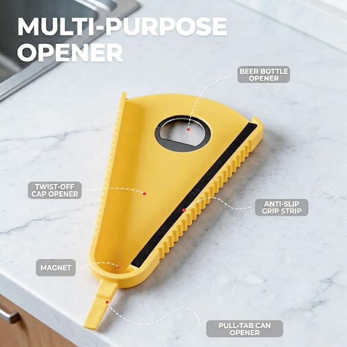 2Pcs Multi-Purpose Jar Opener, Non-Slip Bottle Opener for Weak Hands Seniors, 5-in-1 Can Opener for Pull-Tab Cans, Beer Bottles, Twist Off Caps & Jars