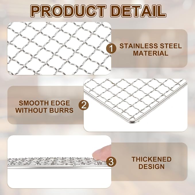 uxcell Cooling Racks, 7.9" x 7.9" Stainless Steel Barbecue BBQ Grill Net Mesh Rack Grate for Cooking, Roasting, Grilling, Oven & Dishwasher Safe, Silver