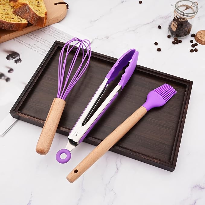 1pc Purple Silicone Kitchen Tong, Heat Resistant Cooking Utensils for Serving Food, Locking Silicone Tong for Salad BBQ Serving Buffet Frying Tongs