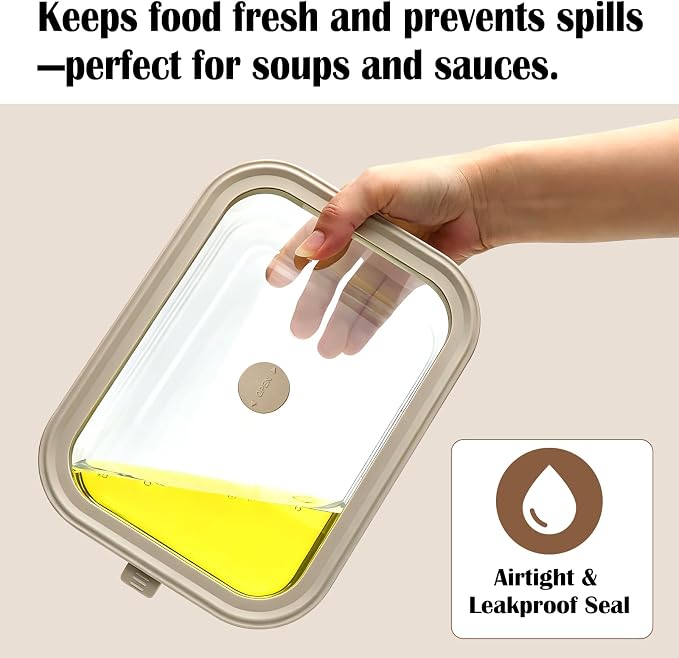 50 oz Glass Food Storage Containers with Glass Lids, 2 Pack | Non Toxic Meal Prep Containers, Airtight Glass Lunch Containers for Fruits, Vegetables, Microwave, Dishwasher