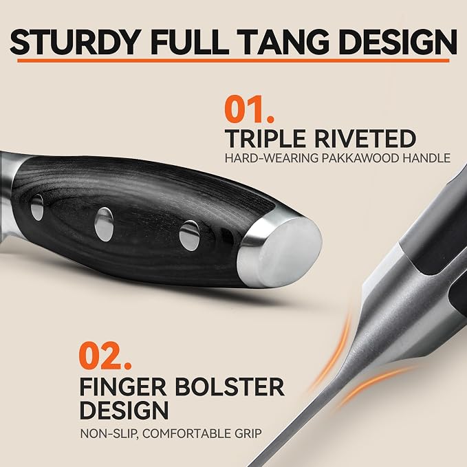 TUO Carving Knife, 12 inch Brisket Knife for Cutting Smoked Meat, Slicing Through Roast & Large Raw Meat Chunks, Full Tang Handle, German High Carbon Steel - Black Hawk Series