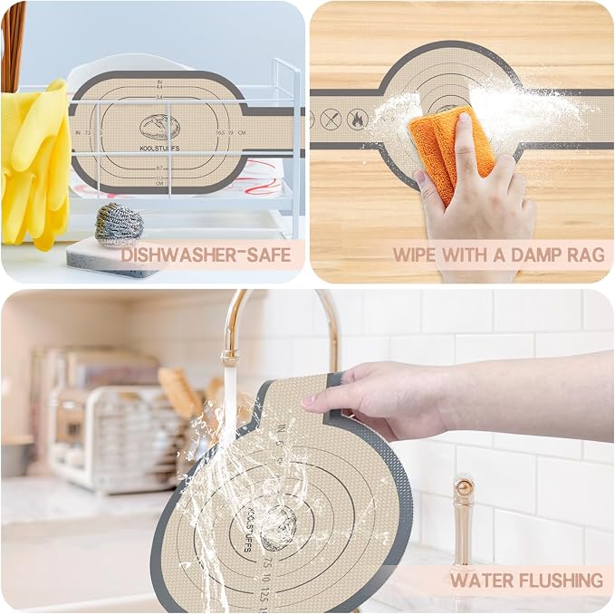 Koolstuffs Silicone Bread Sling for Dutch Oven, 2 PCS Non-Stick & Easy Clean Reusable Silicone Bread Baking Mat with Long Handles, Easy to Transfer Sourdough Bread, Gray