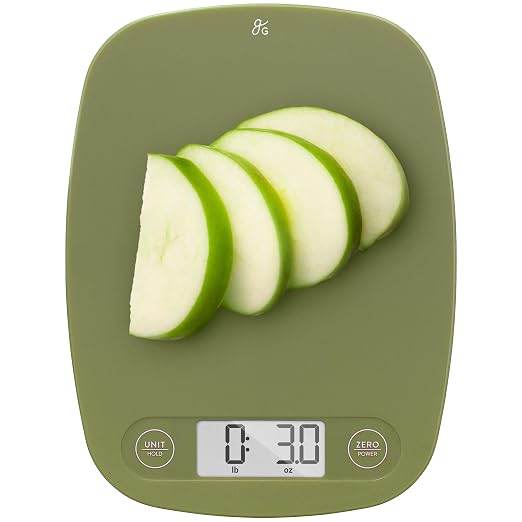 Greater Goods Food Scale – Digital Kitchen Scale, 1g Precision, Easy-Tare & Quick Conversion, Slim Compact Design, Durable & Portable | Ideal for Cooking, Baking & Meal Prep (Moss Green)