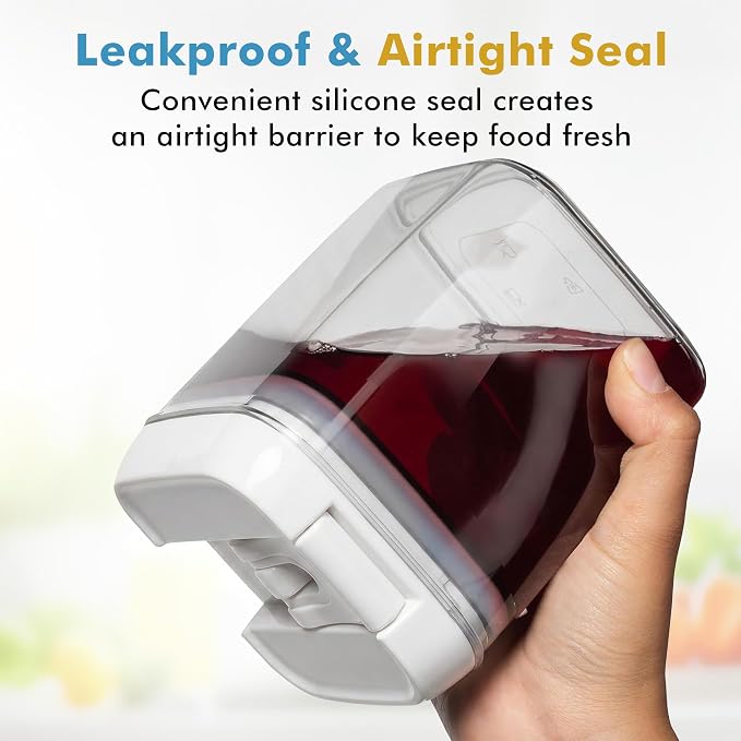 Shazo 6 PC Airtight Food Storage Containers + 6 Spoons Included - BPA Free Plastic Snack & Spice Containers with Easy Lock Lids - Kitchen and Pantry Organization for Herbs Coffee Tea - 0.5L / 2.1 Cup