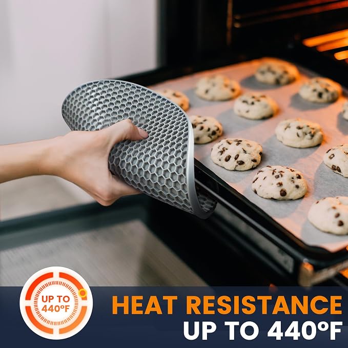 Silicone Trivet Mats 4 Heat Resistant Pot Holders Multipurpose Non-Slip Hot Pads for Kitchen Potholders, Drying mat, Jar Opener, Spoon Holder, Coaster(Dark Grey)