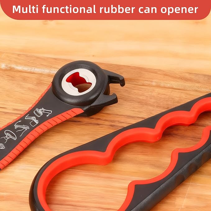 Bottle Opener for Arthritic Hand,Jar Opener for Old People, Children, Women, Those with Weak Hands,Multifunctional Kitchen Gadgets (B-red)