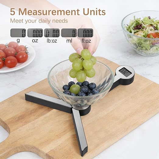 Folding Food Scale, Digital Kitchen Scale, Portable Food Scale Travel Scale for Food, Collapsible Mini Pocket Scale Grams and Ounces, Ideal for Diet Calorie Control Compact Kitchen (Silver/Black)