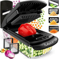 Fullstar Pro Original Vegetable Chopper & Mandoline - Chopper & Mandoline Lids - Food Chopper with Container, Fruit Slicer, Onion Dicer - All-in-One Prep Tool - Kitchen Gadgets & Gifts (6 in 1, Black)