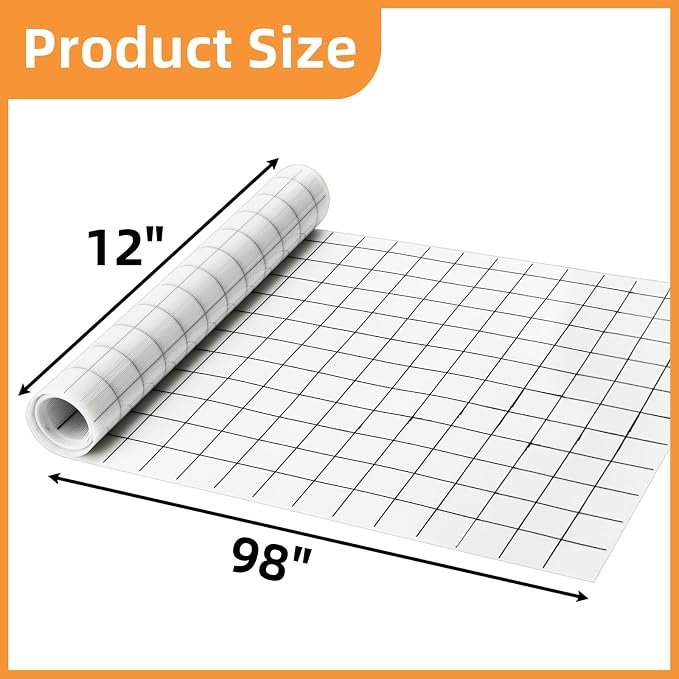 Covzoe Silicone Baking Mat Roll, 12 In x 8 FT Heat Resistant Pastry Mat | Non-Stick Grid Baking Bread Mat Free Cutting, Food Grade Counter Mat, Air Fryer Liner for Pizza, biscuit, Pie Crust