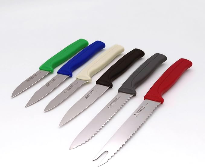 Paring Knife Set, MATTSTONE HILL Kitchen Prep Knife Set -Peeling Knife, Serrated Tomato Knife, Kitchen Utility Knife, Paring Knife, German Steel, Blue, White, Black, Red