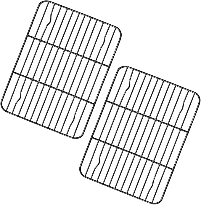 TeamFar Cooling Rack, 8.75" x 6.25" Coated Stainless Steel Wire Rack | 2 Pack Baking Racks for Cooling Cooking Grilling Drying Roasting, Non-stick Coating, Healthy & Sturdy, Oven safe & Easy Clean