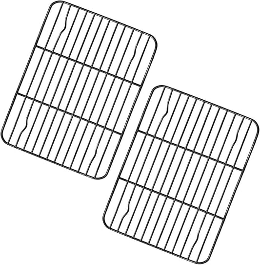 TeamFar Cooling Rack, 8.75" x 6.25" Coated Stainless Steel Wire Rack | 2 Pack Baking Racks for Cooling Cooking Grilling Drying Roasting, Non-stick Coating, Healthy & Sturdy, Oven safe & Easy Clean