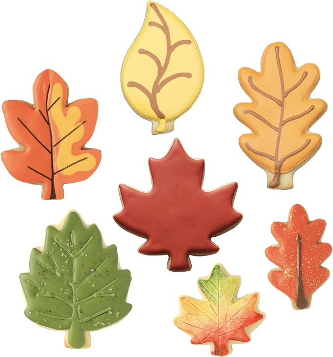Ann Clark Fall Leaves 7-Pc. Cookie Cutter Set, Made in USA, Birch, Maple, Oak, Hawthorn and Teardrop Leaves
