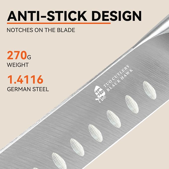 TUO Carving Knife, 12 inch Brisket Knife for Cutting Smoked Meat, Slicing Through Roast & Large Raw Meat Chunks, Full Tang Handle, German High Carbon Steel - Black Hawk Series