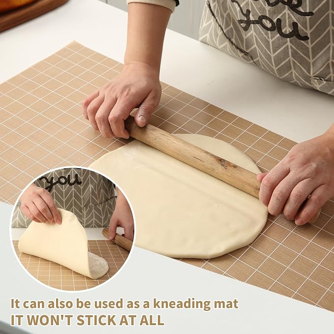 Silicone Baking Mat Roll 16IN*5FT Free Cutting, Non-Slip Pastry Mat, Non-Stick Reusable Air Fryer Liner, Oven Liners, Freeze Dryer Mat, Easily Cut to Size Fit All Ovens Pans Tins Dishes