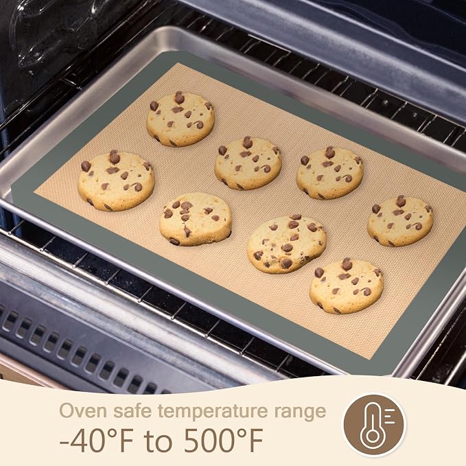 Silicone Baking Mat Set of 3, Non-Stick 2 Half & 1 Quarter Sheets | Dishwasher Safe, Reusable Baking Supplies for Cookies, Bread, Pastries & Dough, Gray