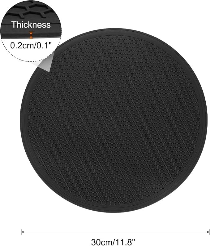 uxcell 2pcs Silicone Trivet Mats 11.8" Dia Round Non-Slip Silicone Pot Holders for Hot Pots and Pans, Heat Resistant Hot Pads for Kitchen Hot Dishes Table Countertops, Black