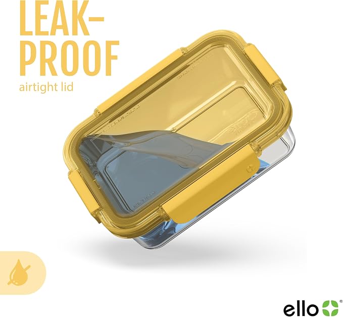 Ello Color Lock 3.4 Cup Glass Meal Prep Containers & Lids, 5 Pack, Desert Festival