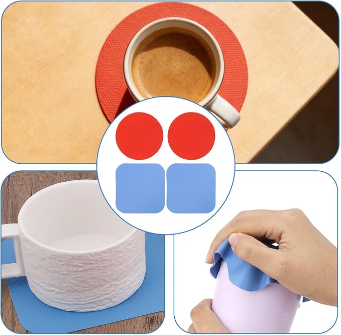 LUTER 4pcs Jar Opener Gripper Pad for Seniors with Weak Hands, Rubber | Multi-function Silicone Bottle Opener Lid Cap Rubber Gripper Pads Kitchen Coasters Gadgets, Blue, Red