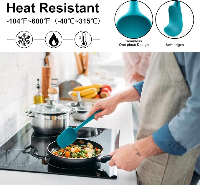 Hotec 5 pieces Silicone Basting Pastry Brushes +Hotec 9pieces Silicone Spatulas Non stick High Heat Resistant