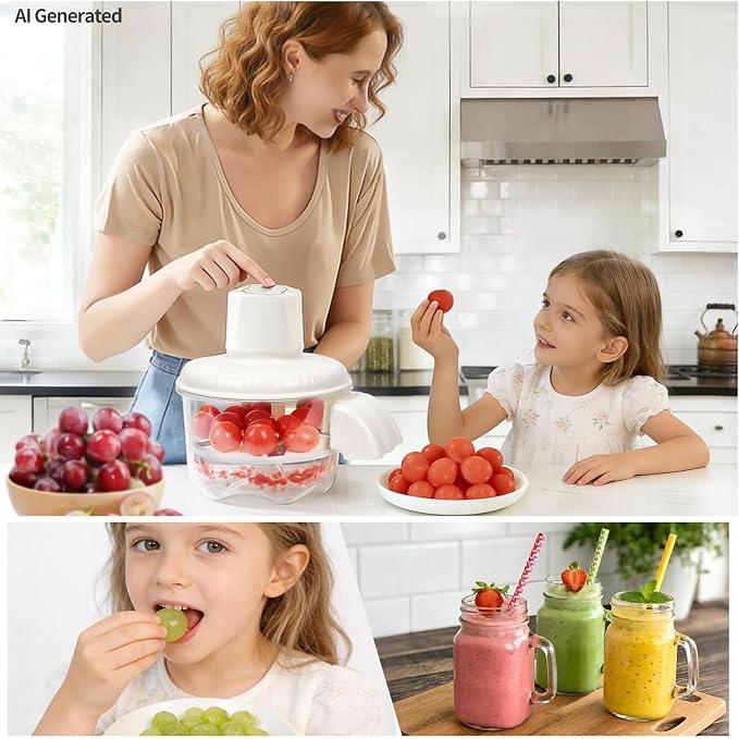 Electric Grape Peeler, Automatic Garlic & Cherry Tomato Peeler, Upgraded 6-Blade Cordless Fruit & Vegetable Skin Remover, Fast & Easy-Peel Kitchen Tool for Home, Camping, Picnics & Parties (White)