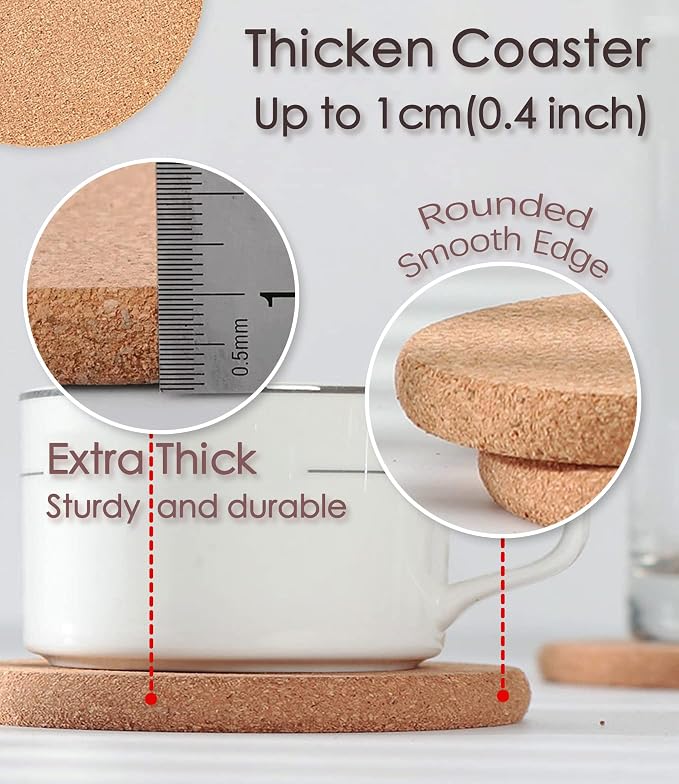 Cork Trivet, 6 Pcs High Density Thick Cork Trivets for Hot Dishes, 10 Inch Heat Resistant Multifunctional Coaster, Hot Pads for Table & Countertop