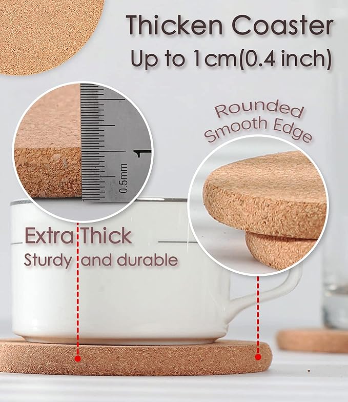 Cork Trivet, 6 Pack High Density Thick Cork Trivets for Hot Dishes and Hot Pots, 8 Inch Heat Resistant Large Coaster for Kitchen, Hot Pads for Table & Countertop