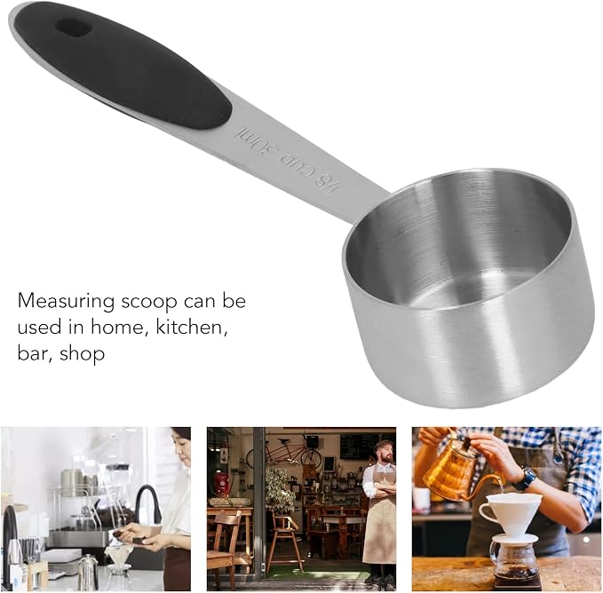 2Pcs Coffee Measuring Scoop, Stainless Steel 1/8 Cup 30ml Coffee Bean Milk Powder Tea Measuring Spoon, Home Kitchen Spoon