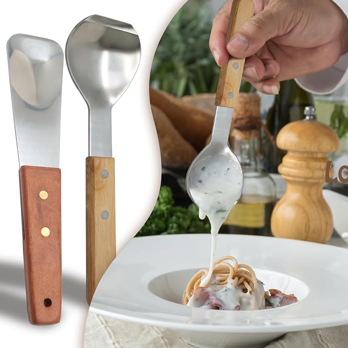 2 Pack Ice Cream Spade Set, Stainless Steel Ice Cream Scoop with Wooden Handle Butter Cutter Cake Scraper Essential Kitchen Tool