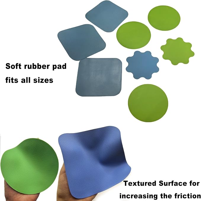 4 Pcs Rubber Jar Opener Gripper Pads Multi-function Bottle Openers | Non-Slip Silicone Jar Opener for Seniors, Arthritis, Weak Hands – Easy to Twist Off Small & Large Lids, Blue & Green Set