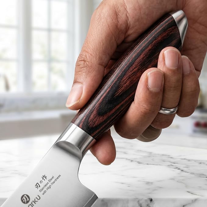 imarku Chef Knife, Japanese Kitchen Knife 8 Inch with High Carbon Stainless Steel, Ultra Sharp Edge Utility Knife, Ergonomic Pakkawood Handle Cooking Knives for Home Cooks and Chefs,Birthday Gift