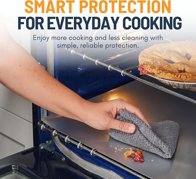 Oven Liners for Bottom of Oven - 2 Pack Large Heavy Duty Mats, 17”x25” Non-Stick Reusable Liner for Electric, Gas, Toasters, Grills - BPA & PFOA Free Kitchen Accessory to Keep It Clean (Silver)