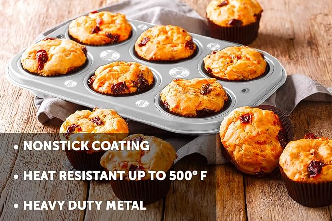 Non-Stick Muffin Pans, 6-Cup Steel Bakeware (2 Pack)