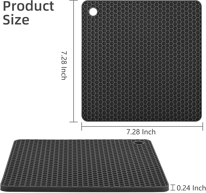Silicone Trivets Mats, Silicone Hot Pads for Pot Holder, Square Trivets for Hot Dishes, Pots and Pans, Multi Purpose Hot Pads for Kitchen Counter, Non Slip Heat Resistant Mats Set 4 Melort Red