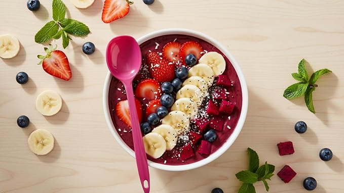 Reston Lloyd Cooking Spoon for Serving, Basting, Mixing, Heat Resistant, BPA Free Melamine 11 inch Utensil with Ergonomic Handle, Magenta