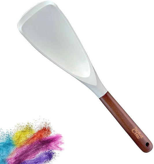 Spatula Spoon and Rice Spoons with Wooden Handle, Food Grade Silicone Great for Cooking, Mixing, Scooper, Scrape, Non stick Heat Resistant (white, cooking set 1 pcs)