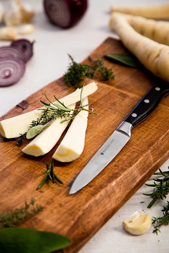 MasterClass All Purpose Small Kitchen Knife with EdgeKeeper Knife Sharpener Sheath, Stainless Steel, 11 cm