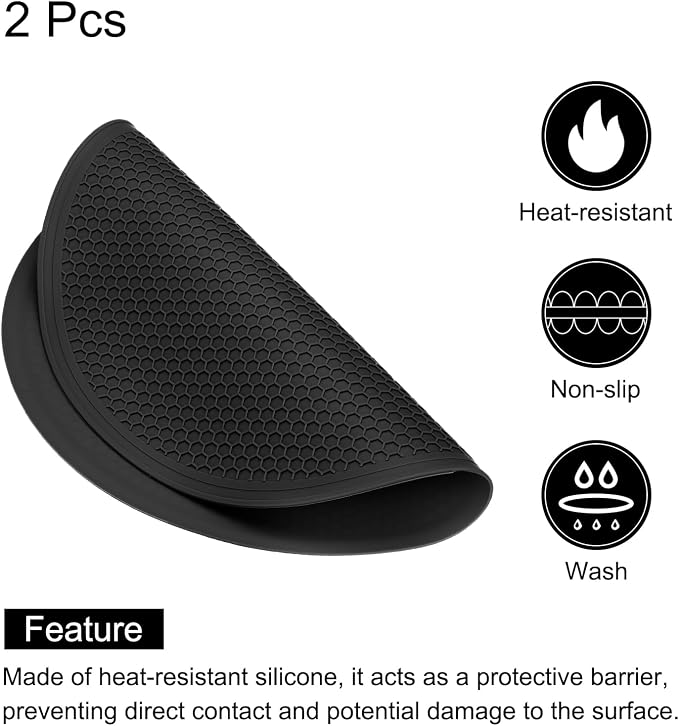 uxcell 2pcs Silicone Trivet Mats 11.8" Dia Round Non-Slip Silicone Pot Holders for Hot Pots and Pans, Heat Resistant Hot Pads for Kitchen Hot Dishes Table Countertops, Black