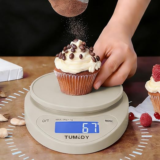 Small Digital Kitchen Scale Food -11lb/5kg Kitchen Weight Scale with LCD Display for Weight Loss, Sourdough Bread, Baking, Cooking, Keto and Meal Prep, 1g Precision, Batteries Included, Khaki