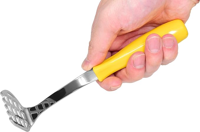 Smallish Egg & Potato Masher, Heavy Duty Stainless Steel, Hand Smasher For Potatoes Avocado and Beans 7.4” Mashing Utensils