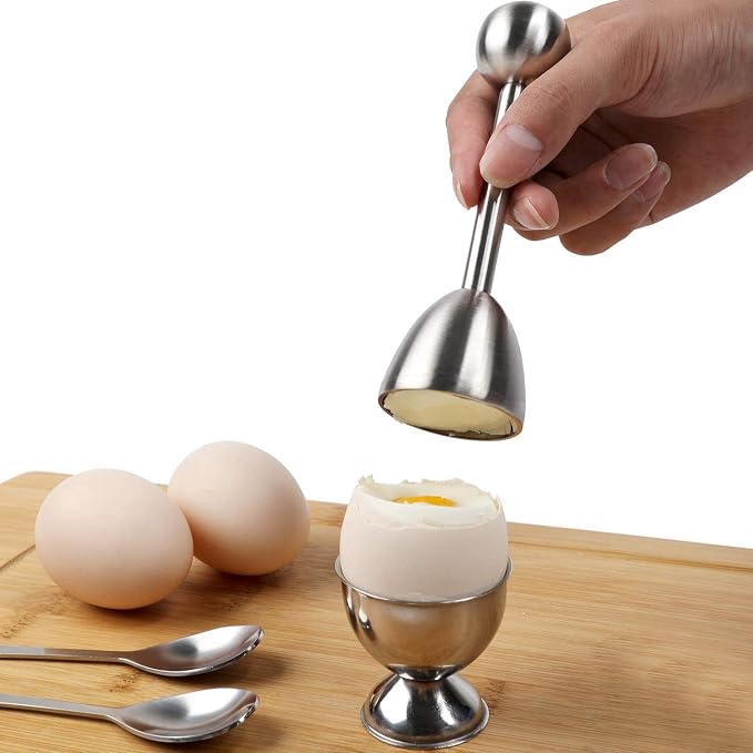9pcs Steel Egg Cracker Topper Set,Hard Boiled Eggs Separator Holder