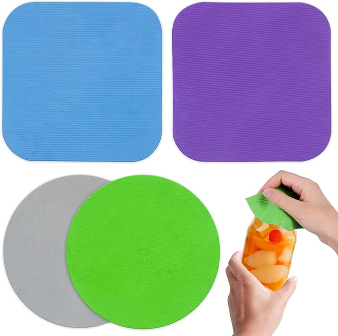 Jar Opener Gripper Pad, 4pcs Rubber Jar Grippers Lid Jar Opener for Seniors | Non Slip Lid Jar Opener for Seniors with Arthritis Weak Hands -Non Slip Kitchen Coasters