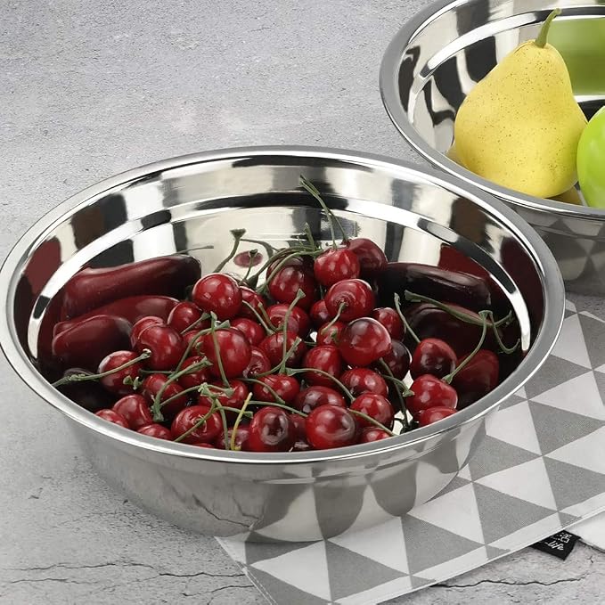 4-Pack Large Stainless Steel Mixing Bowls/Metal Prep Bowls, 10-Inch