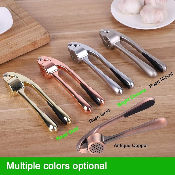 Garlic Press, Professional Garlic Crusher and Mincer with Antique Copper Color, Best Heavy Duty Premium Garlic Squeezer Tool in Kitchen from DSafer, Easy To Clean And Highly Durable